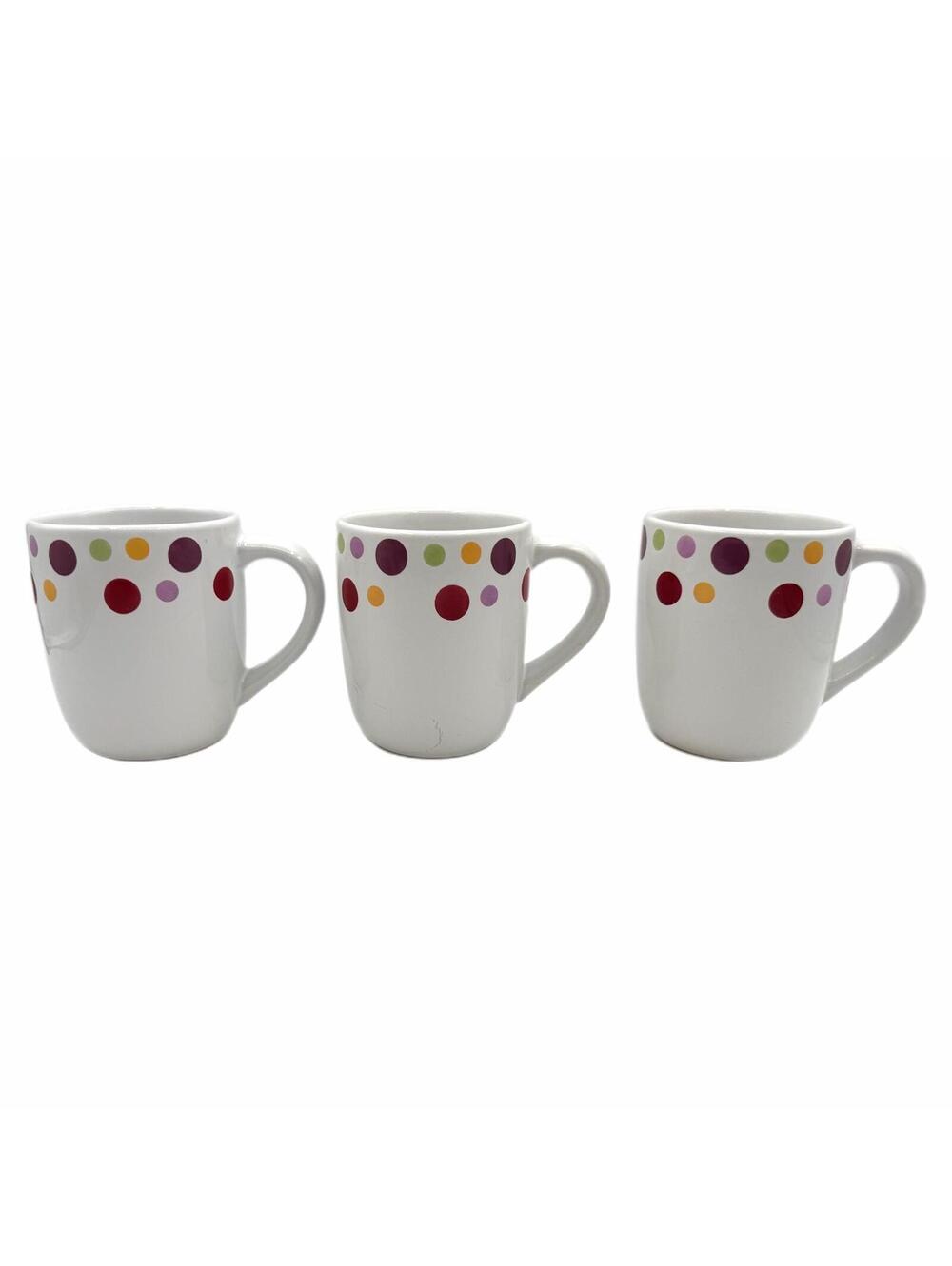 Set of 3 Vintage Pampered Chef Simple Additions Dots Coffee Mugs - Picture 2 of 6